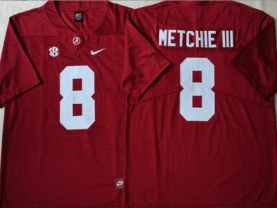 NCAA Alabama Crimson Tide #8 John Metchie III Red College Football Jersey