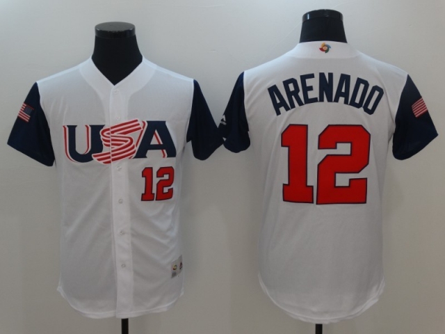 USA #12 Nolan Arenado White 2017 World MLB Classic Jersey - Click Image to Close