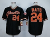 San Francisco Giants #24 Willie Mays Throwback Black Jersey