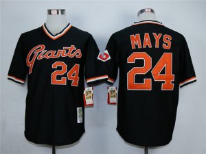 San Francisco Giants #24 Willie Mays Throwback Black Jersey