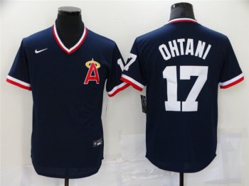 Los Angeles Angels #17 Shohei Ohtani Vintage Navy Blue Jersey