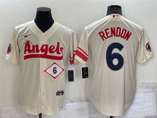 Los Angeles Angels #6 Anthony Rendon Cream 2022 City Connect Cool Base Jersey