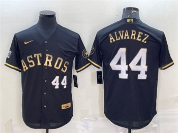 Houston Astros #44 Yordan Alvarez Black Gold w/World Series Patch Jersey