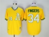 Oakland Athletics #34 Rollie Fingers 1972 Throwback Gold Jersey