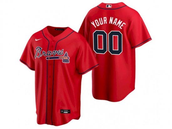 Atlanta Braves Custom #00 Red Cool Base Jersey