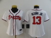 Women's Atlanta Braves #13 Ronald Acuna Jr. White Cool Base Jersey
