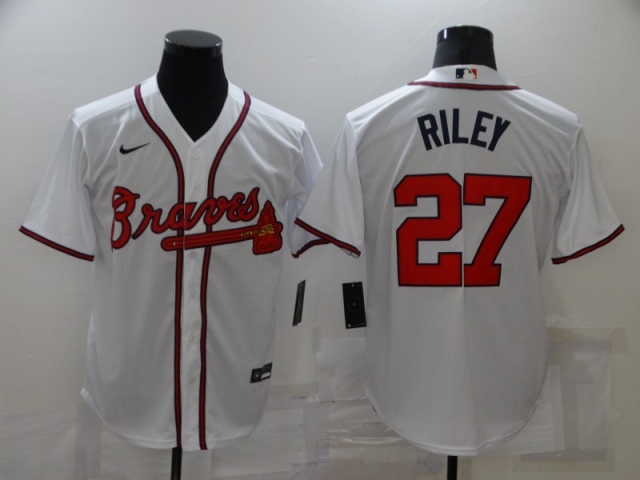 Atlanta Braves #27 Austin Riley White Cool Base Jersey - Click Image to Close