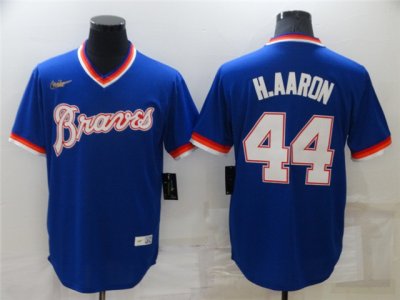 Atlanta Braves #44 Hank Aaron Blue Cooperstown Collection Cool Base Jersey