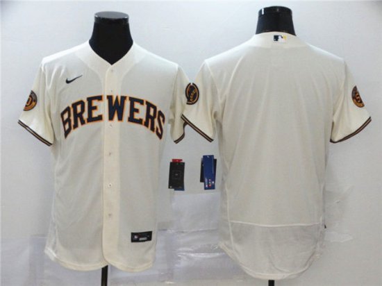 Milwaukee Brewers Blank Cream 2020 Flex Base Team Jersey