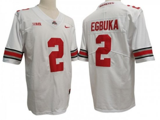NCAA Ohio State Buckeyes #2 Emeka Egbuka White Jersey