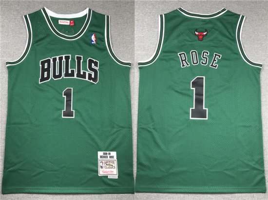 Chicago Bulls #1 Derrick Rose 2008-09 Green Hardwood Classics Jersey