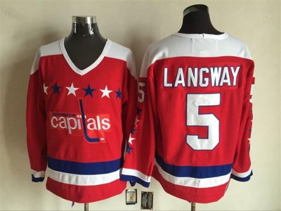 Washington Capitals #5 Rod Langway 1980's Vintage CCM Red Jersey
