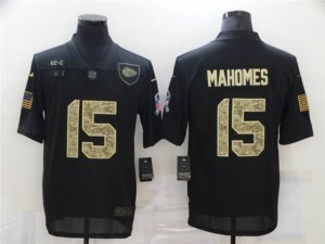 Kansas City Chiefs #15 Patrick Mahomes 2020 Black Camo Salute To Service Limited Jersey