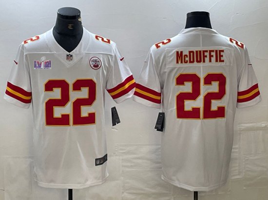 Kansas City Chiefs #22 Trent McDuffie White Super Bowl LVIII Limited Jersey