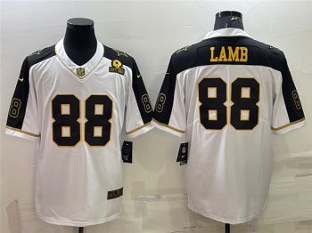 Dallas Cowboys #88 CeeDee Lamb Thanksgiving White Gold Vapor Limited Jersey