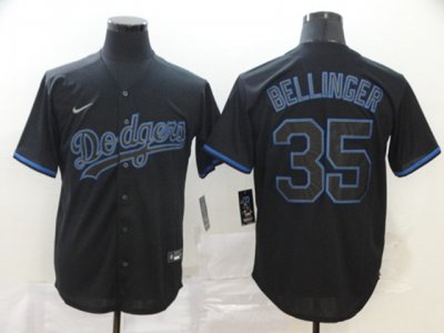 Los Angeles Dodgers #35 Cody Bellinger Black Shadow Cool Base Jersey