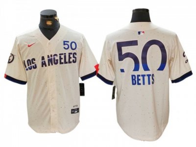 Los Angeles Dodgers #50 Mookie Betts Cream 2024 City Connect Limited Jersey