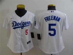 Women's Los Angeles Dodgers #5 Freddie Freeman White Cool Base Jersey