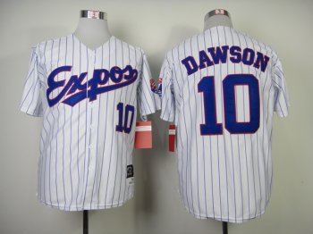 Montreal Expos #10 Andre Dawson White Stripe Throwback Jersey