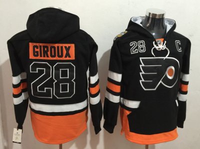 Philadelphia Flyers #28 Claude Giroux Black Pocket Hoodie Jersey