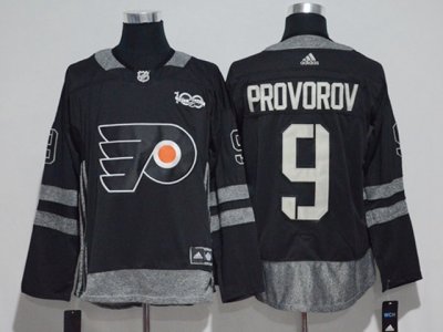 Philadelphia Flyers #9 Ivan Provorov Black 100 Anniversary Adidas Jersey