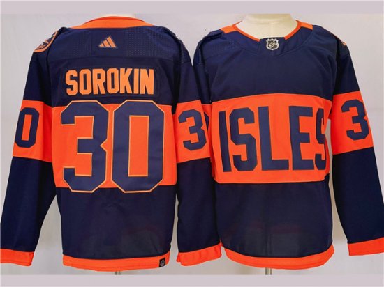 New York Islanders #30 Ilya Sorokin 2024 Stadium Series Navy Jersey
