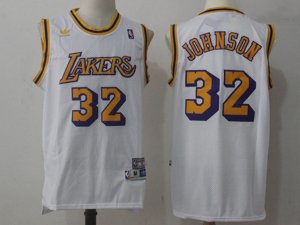 Los Angeles Lakers #32 Magic Johnson White Hardwood Classic Jersey