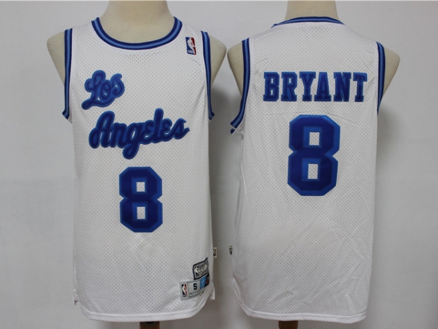 Los Angeles Lakers #8 Kobe Bryant White Hardwood Classic Jersey - Click Image to Close