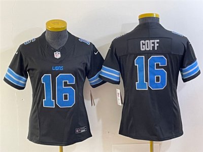 Womens Detroit Lions #16 Jared Goff 2024 Black Vapor F.U.S.E. Limited Jersey