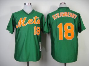 New York Mets #18 Darryl Strawberry Throwback Green Jersey