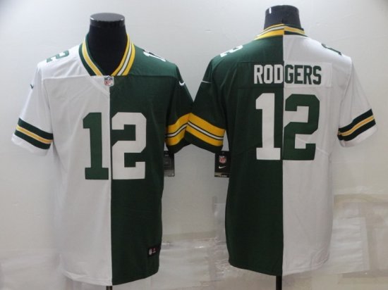 Green Bay Packers #12 Aaron Rodgers Split Green/White Limited Jersey