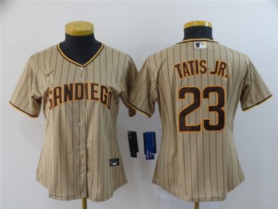 Women's San Diego Padres #23 Fernando Tatis Jr. Gray Pinstripe 2020 Cool Base Jersey