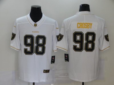 Las Vegas Raiders #98 Maxx Crosby White Black Gold Vapor Limited Jersey