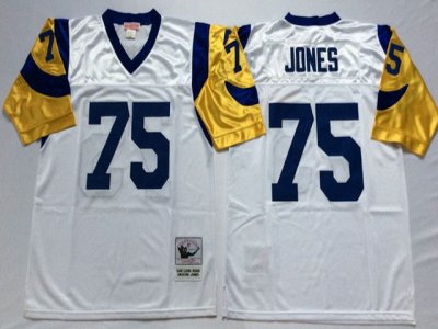 Los Angeles Rams #75 Deacon Jones Throwback White Jersey