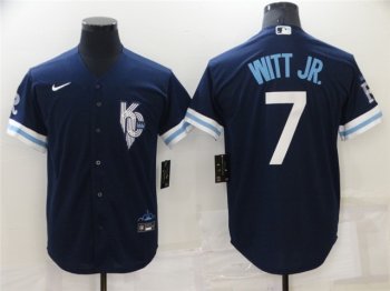 Kansas City Royals #7 Bobby Witt Jr. 2022 Navy City Connect Cool Base Jersey