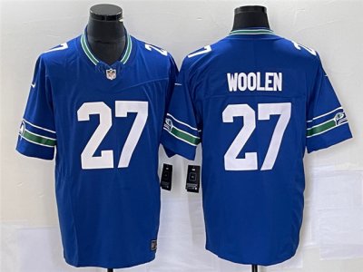 Seattle Seahawks #27 Riq Woolen Royal Throwback Vapor F.U.S.E. Limited Jersey