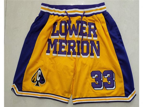 Lower Merion High School Just Don #33 Kobe Bryant Gold Basketball Shorts