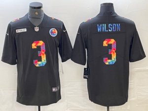 Pittsburgh Steelers #3 Russell Wilson Black Rainbow Vapor Limited Jersey