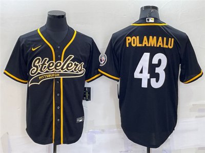 Pittsburgh Steelers #43 Troy Polamalu Black Baseball Cool Base Jersey