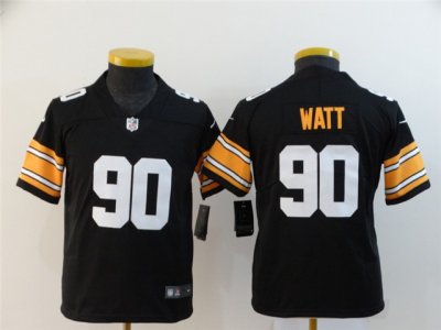 Youth Pittsburgh Steelers #90 T.J. Watt Alternate Black Vapor Limited Jersey