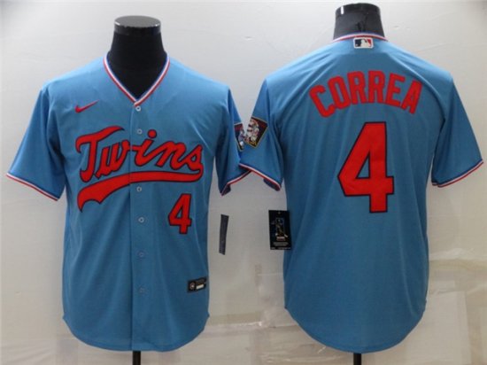 Minnesota Twins #4 Carlos Correa Light Blue Cool Base Jersey