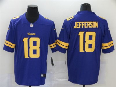 Youth Minnesota Vikings #18 Justin Jefferson Purple Color Rush Limited Jersey