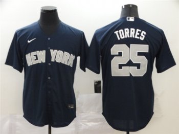 New York Yankees #25 Gleyber Torres Navy Cool Base Jersey