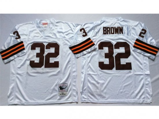 Cleveland Browns #32 Jim Brown 1963 Throwback White Jersey