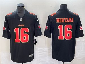 San Francisco 49ers #16 Joe Montana Carbon Black Fashion Limited Jersey