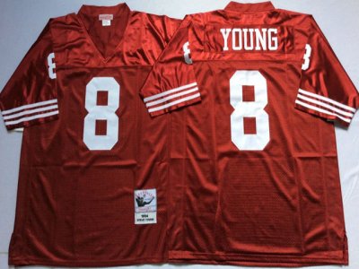 San Francisco 49ers #8 Steve Young Red Throwback Jersey