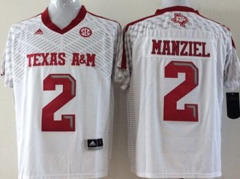 NCAA Texas A&M Aggies #2 Johnny Manziel White College Football Jersey