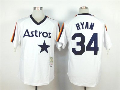 Houston Astros #34 Nolan Ryan Throwback White Jersey