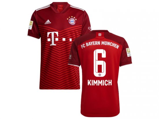 Club Bayern Munich #6 Kimmich Home Red 2021/22 Soccer Jersey