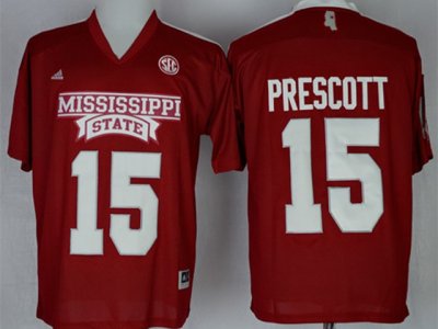 NCAA Mississippi State Bulldogs #15 Dak Prescott Red College Football Jersey